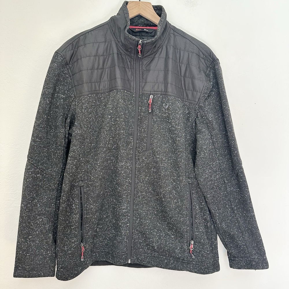 Stoic Sweater Fleece Jacket Mens Large Black Quilted Yoke Full Zip Outdoor warm - Picture 2 of 12